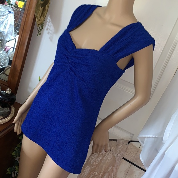Blue long tank top with ruched straps L - Picture 5 of 13